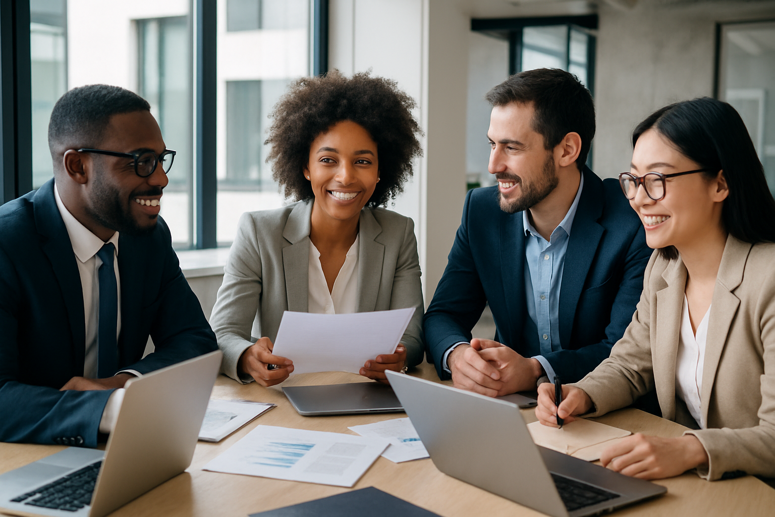 People working in a team